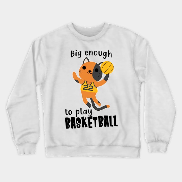 Children Basketball Cat Funny Sports Animals Crewneck Sweatshirt by Foxxy Merch